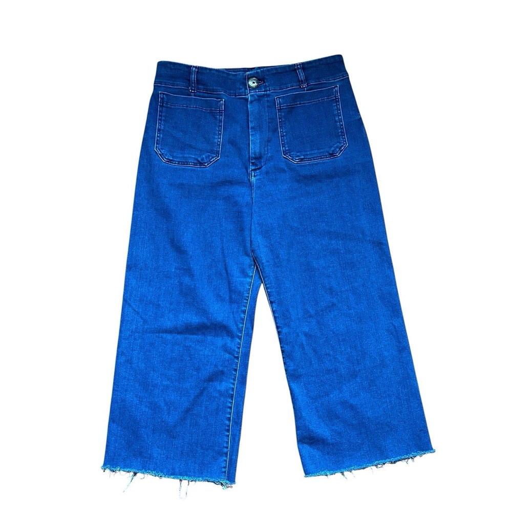 Maeve Anthropologie Colette Cropped Wide-Leg Pants in Denim Size 33